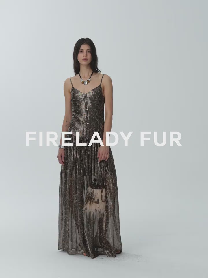 "Floating Lights" Retro Paisley Print Silk Holiday Sling Dress