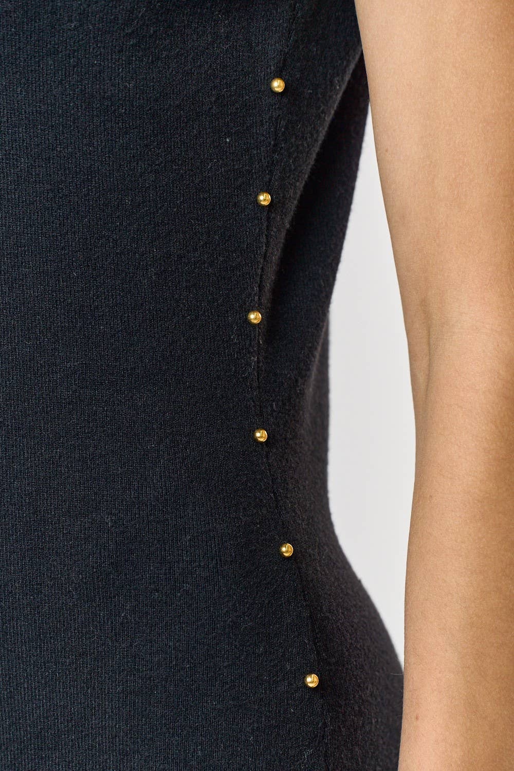 Black Sweater Maxi Dress w/ Stud Detail