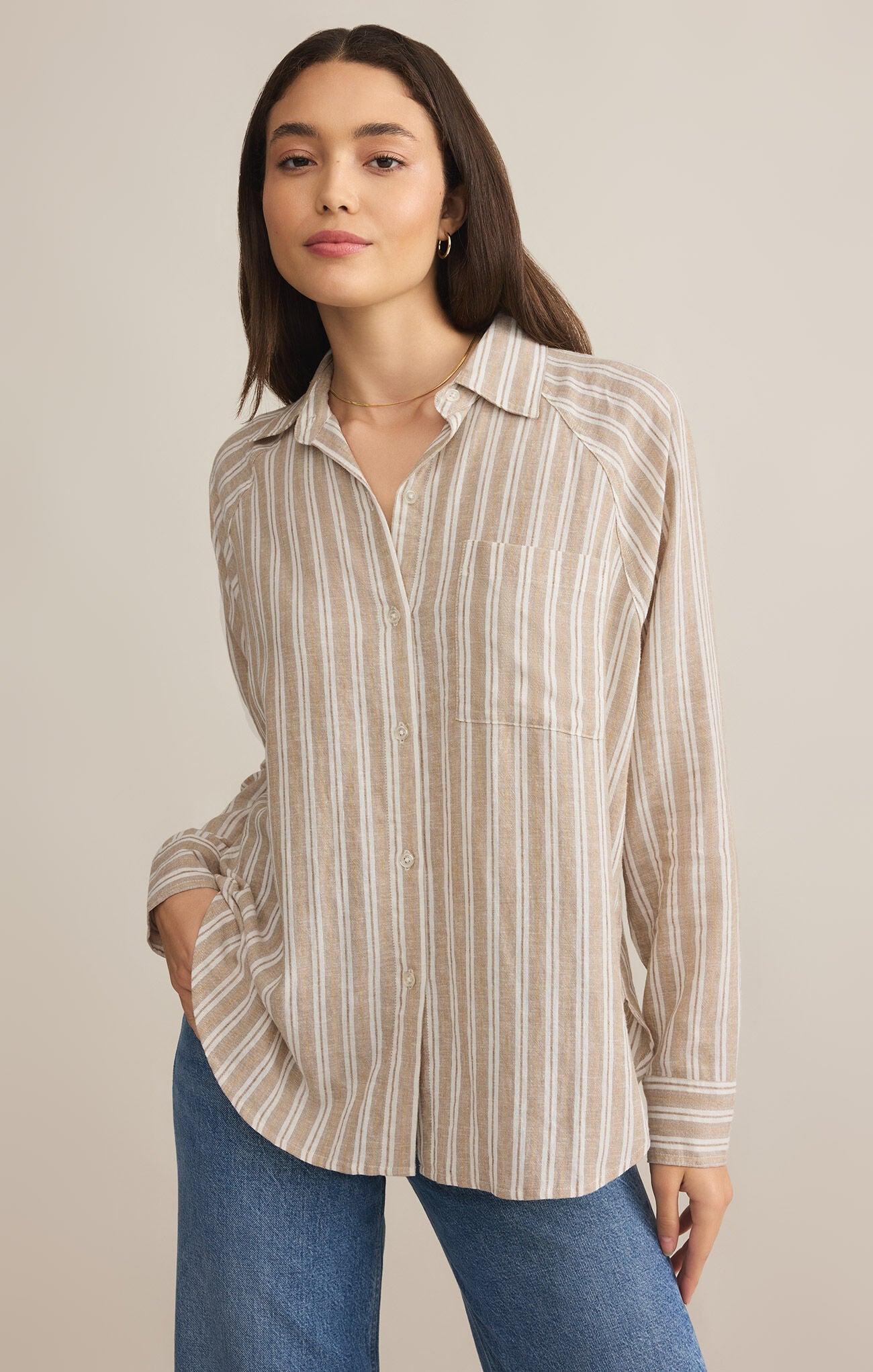PERFECT LINEN STRIPE TOP