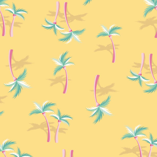 Miami Palm Tree Yellow Zippered Romper