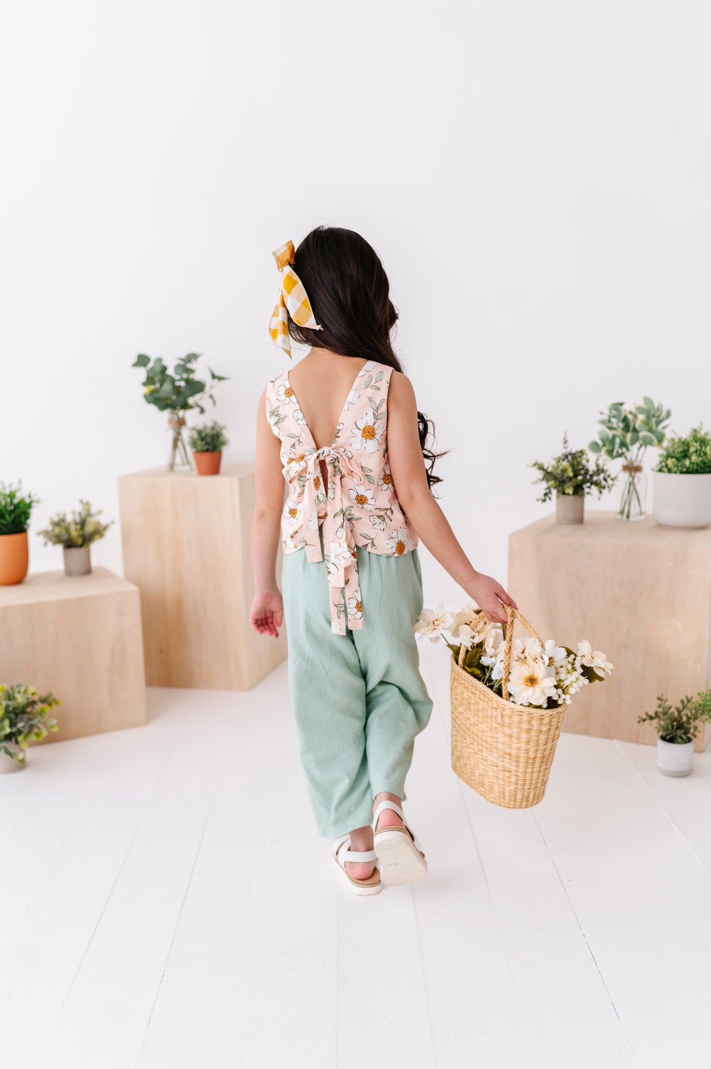 Peachy Peonies | Tie-Back + Crop Pants Set
