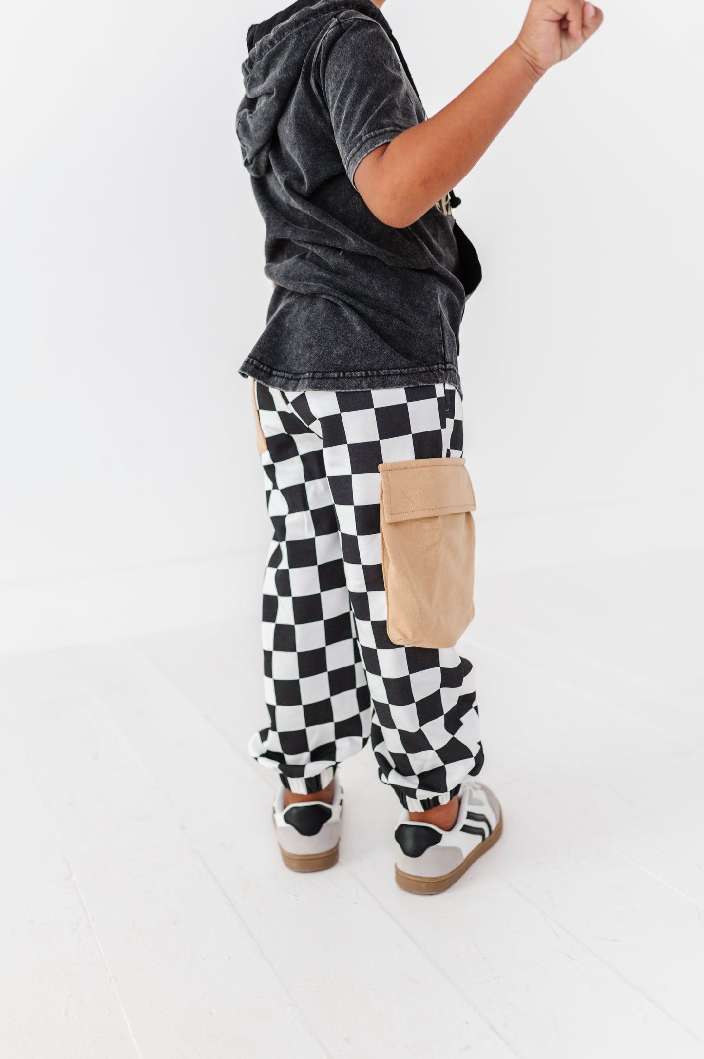 Checkered Black+White Cargo Joggers