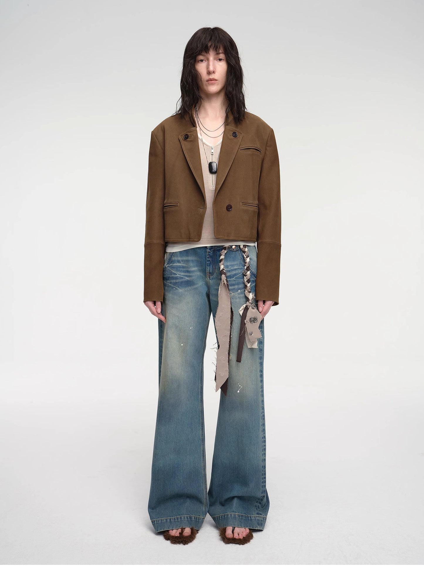 Roman Story Stand Collar Sheepskin Jacket