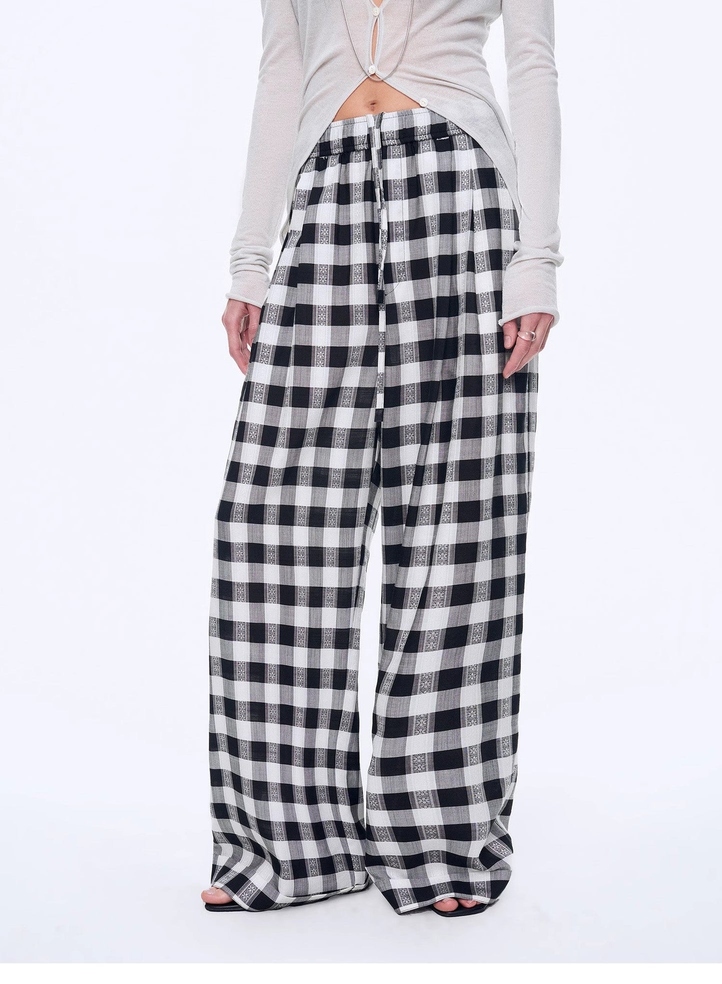 "Plaid Accent" Linen Pants