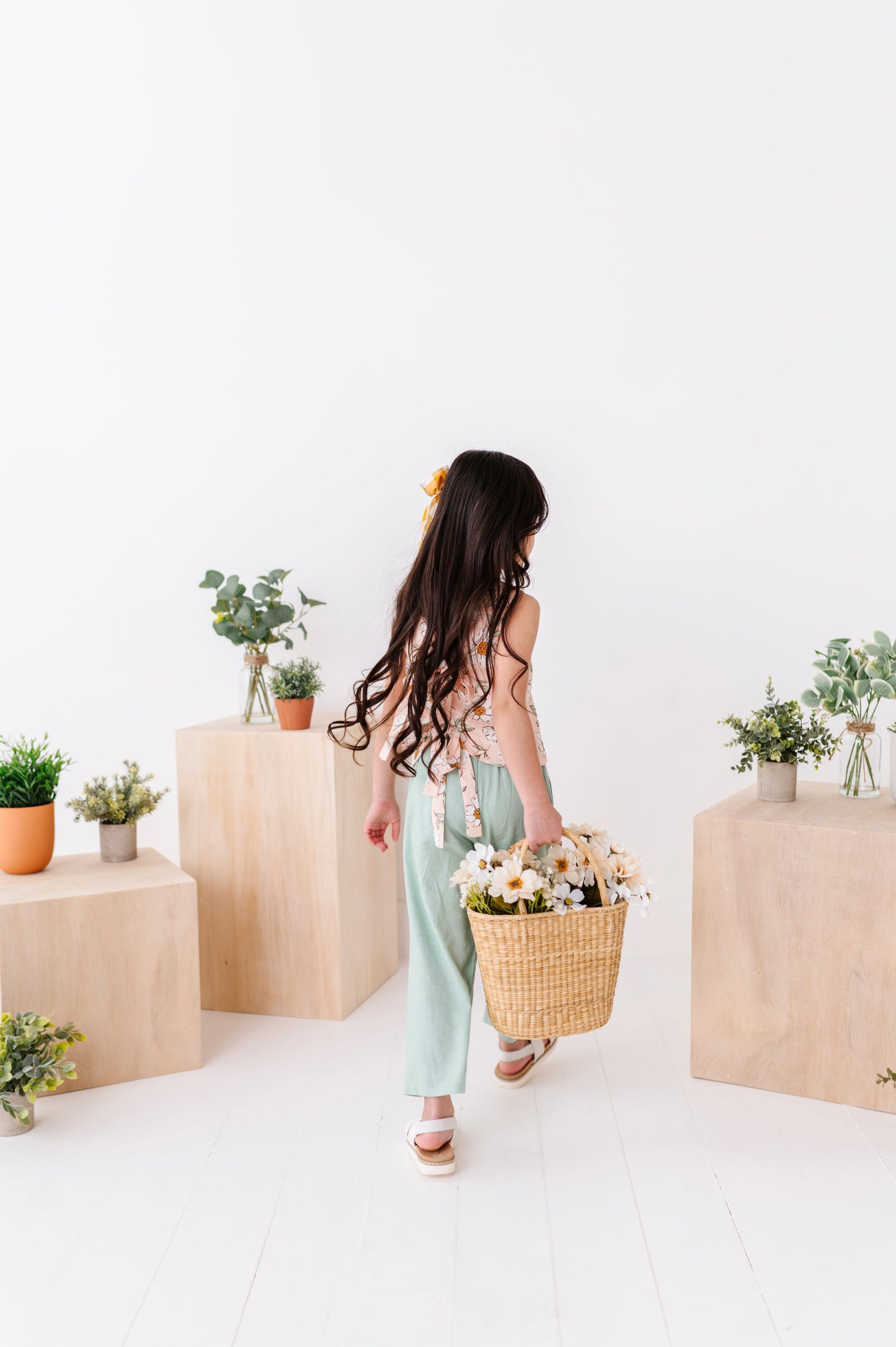 Peachy Peonies | Tie-Back + Crop Pants Set
