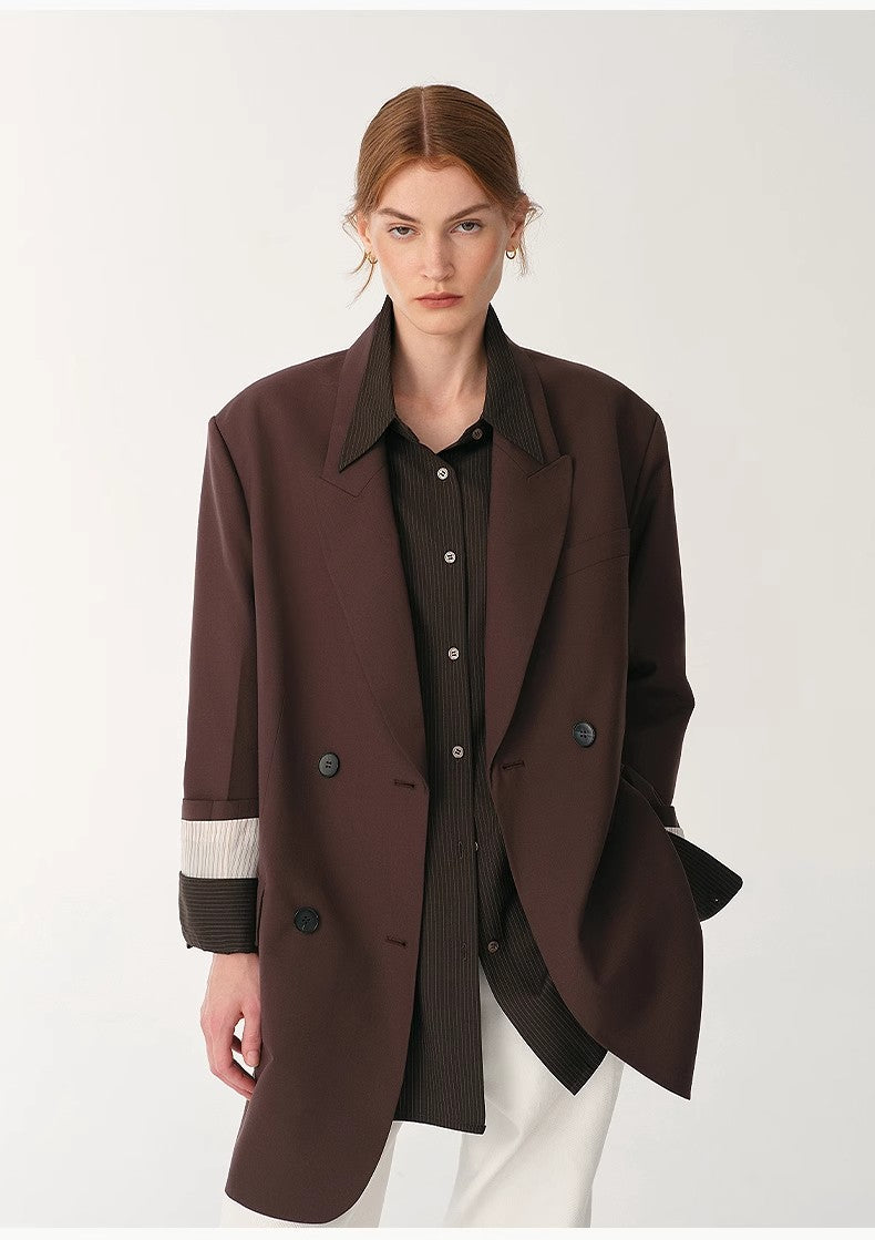 Silk Wool Peaked Lapel Suit Jacket