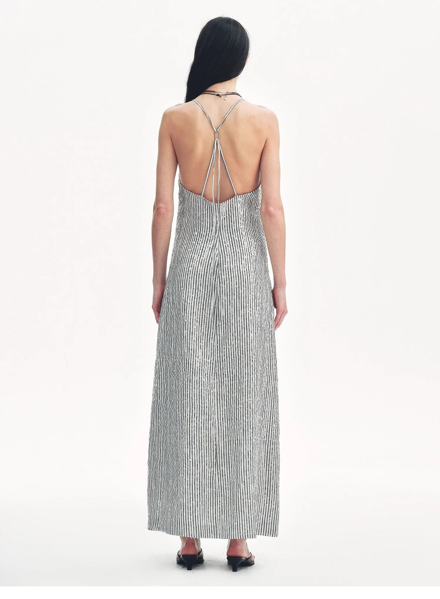 "Galaxy Trace" Linen Sequin Embroidery Dress Summer