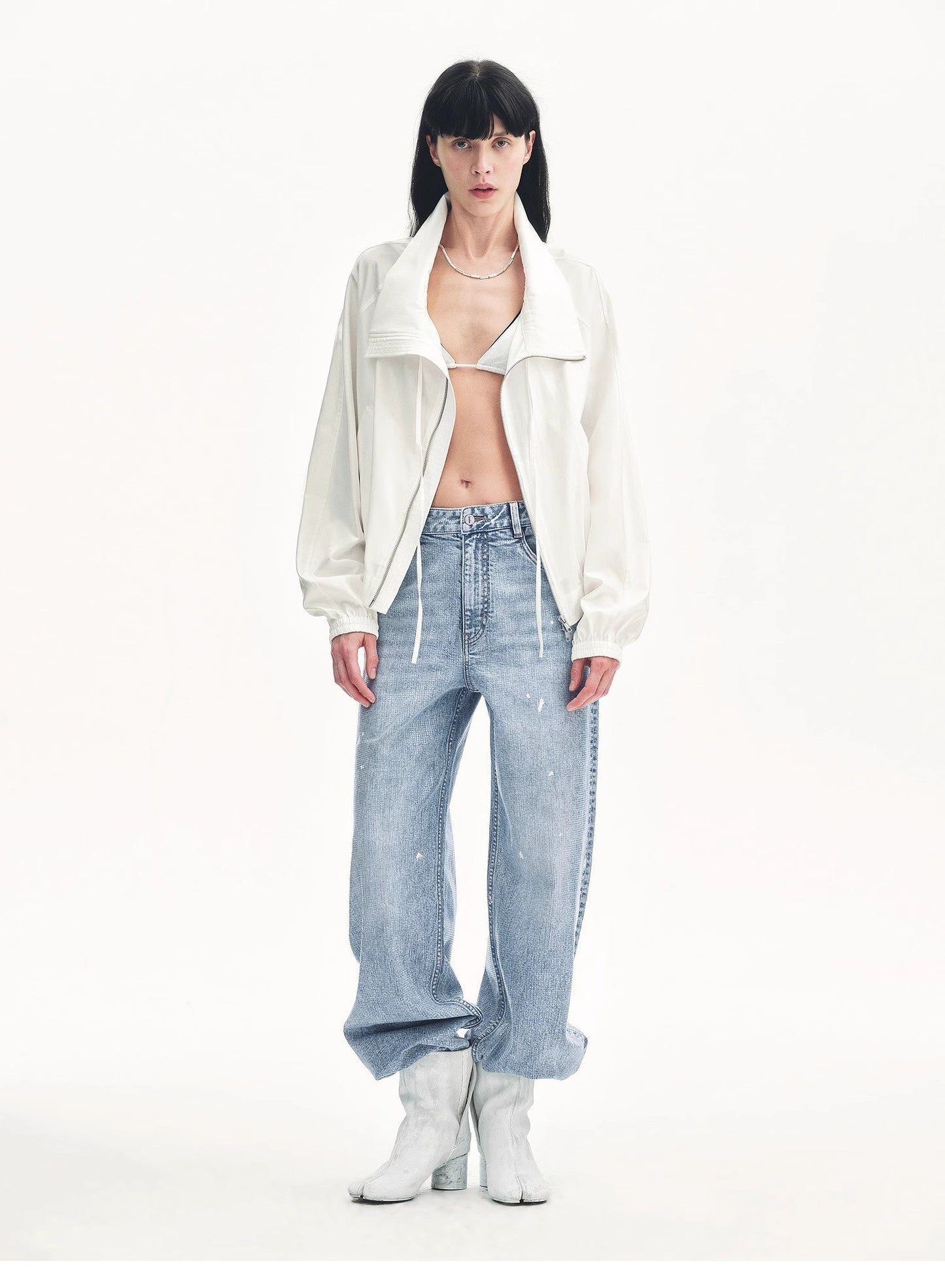 "Front Page Daily" Drawstring Raglan Sleeve Jacket