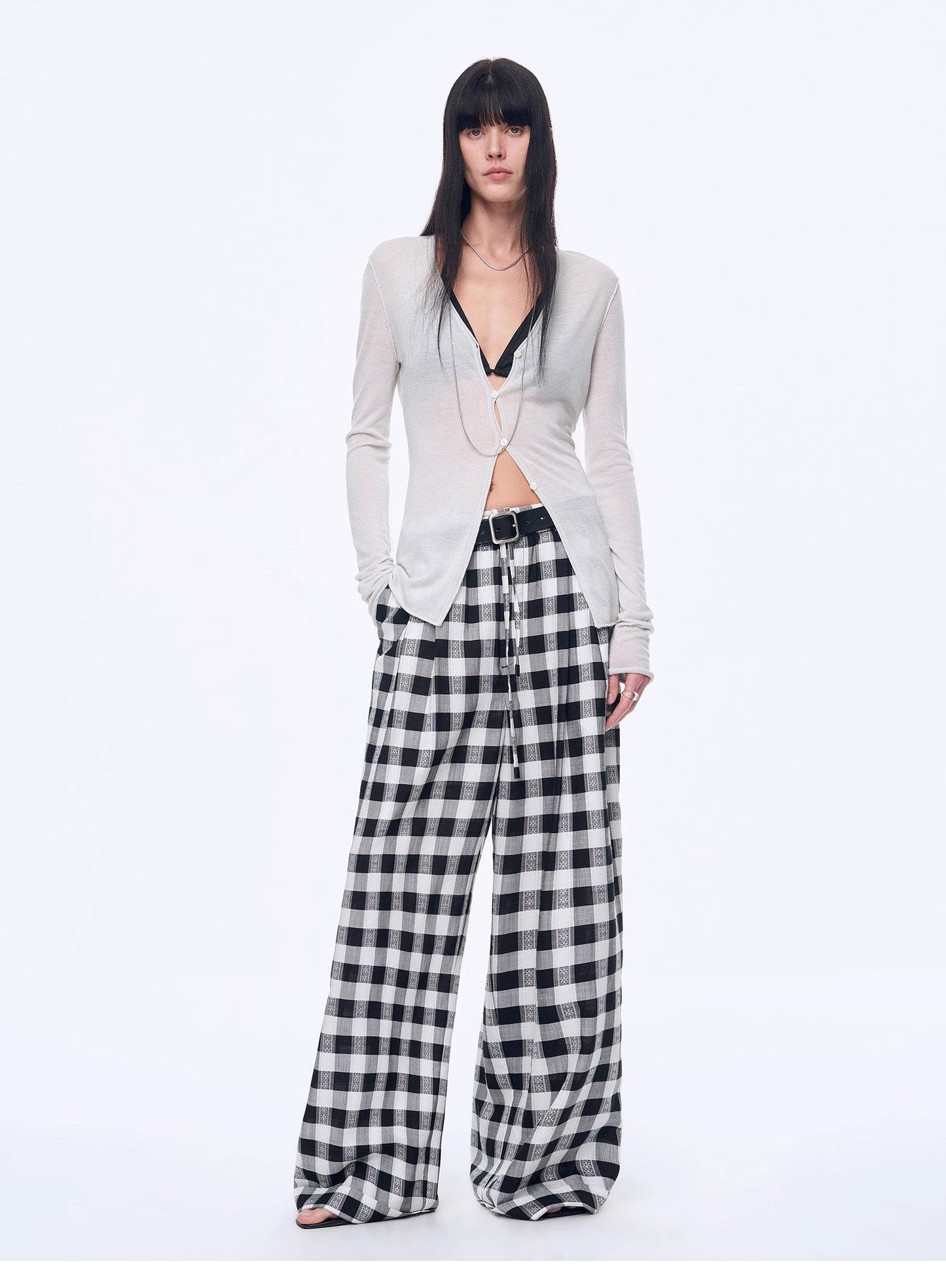 "Plaid Accent" Linen Pants