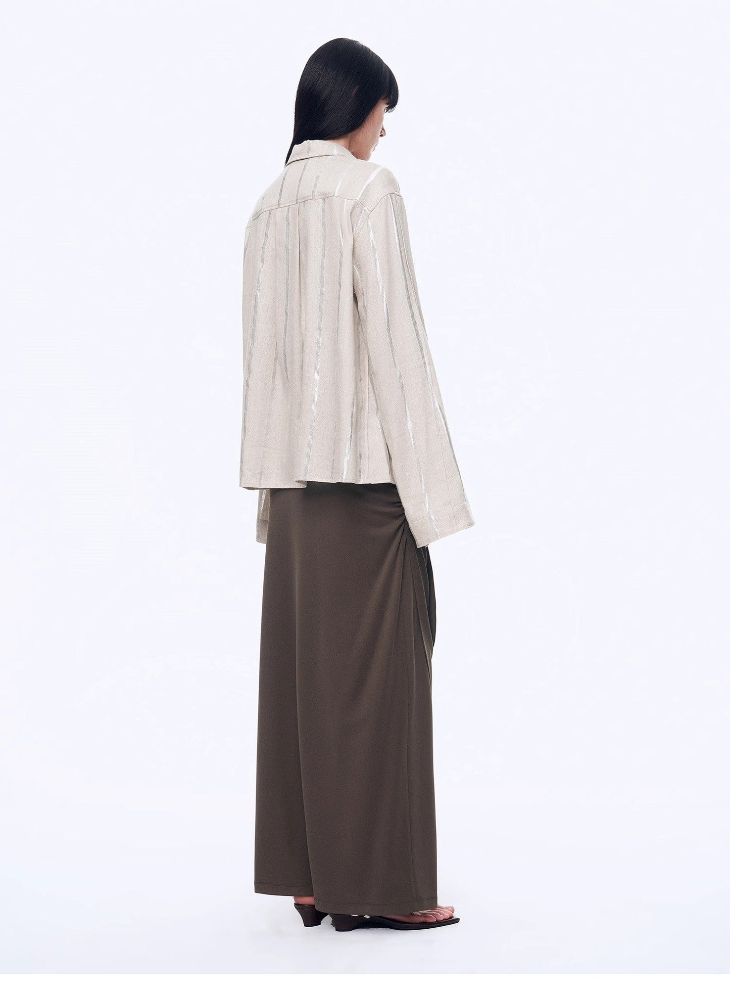 Anonymous Letter Silver Stripe Trumpet Sleeve Shirt