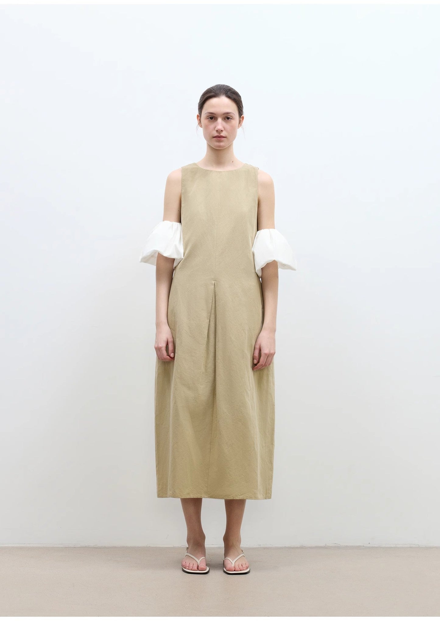 "Deyanuo" Hemp Three-Dimensional Hourglass Sleeveless Round Neck Loose Slim Dress for Women