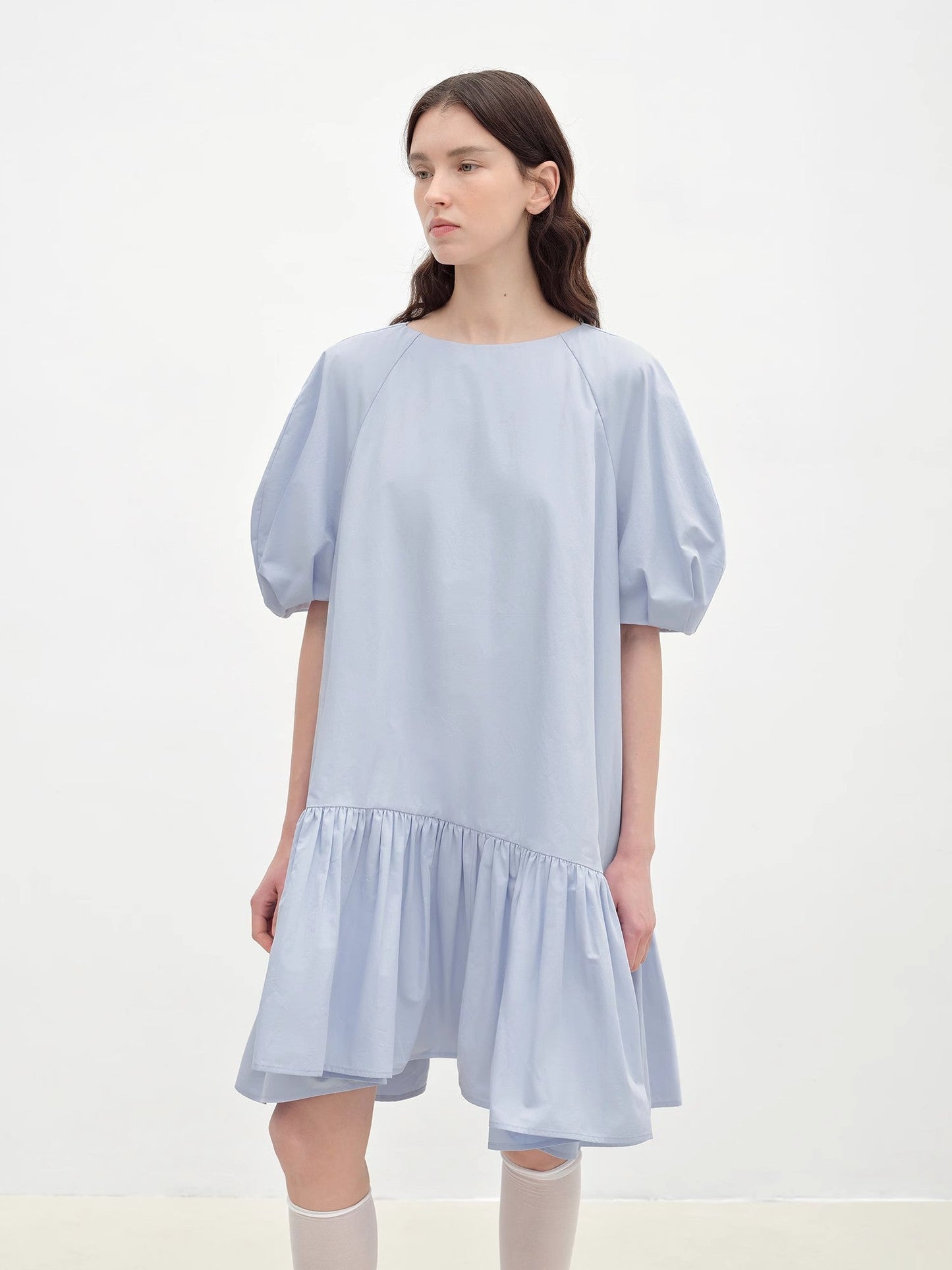 "Ailande" Round Neck Puff Sleeve Temperament Dress for Women Summer
