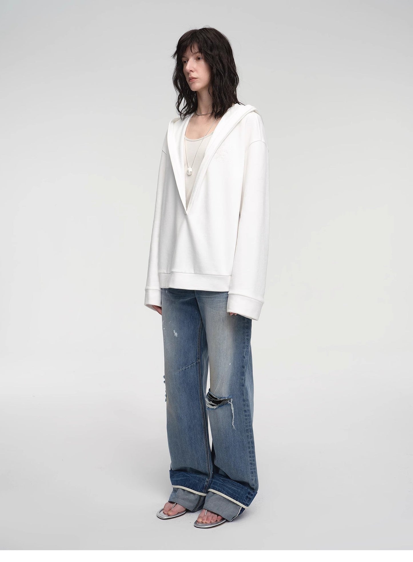 Leisure Style Handmade Embroidery Sequins Sweatshirt