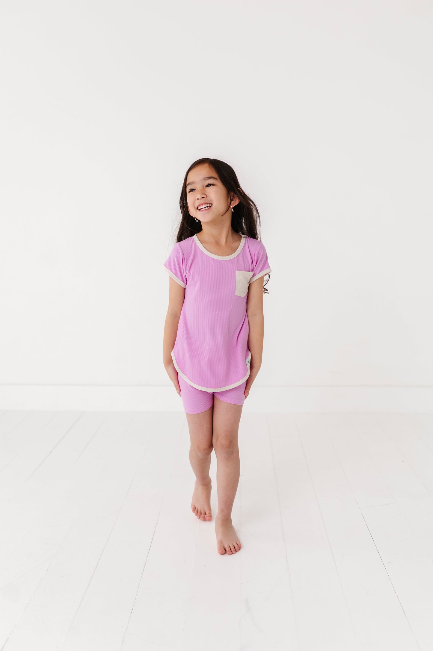 LAVENDER | T-Shirt Dress + Shorts RIB SET