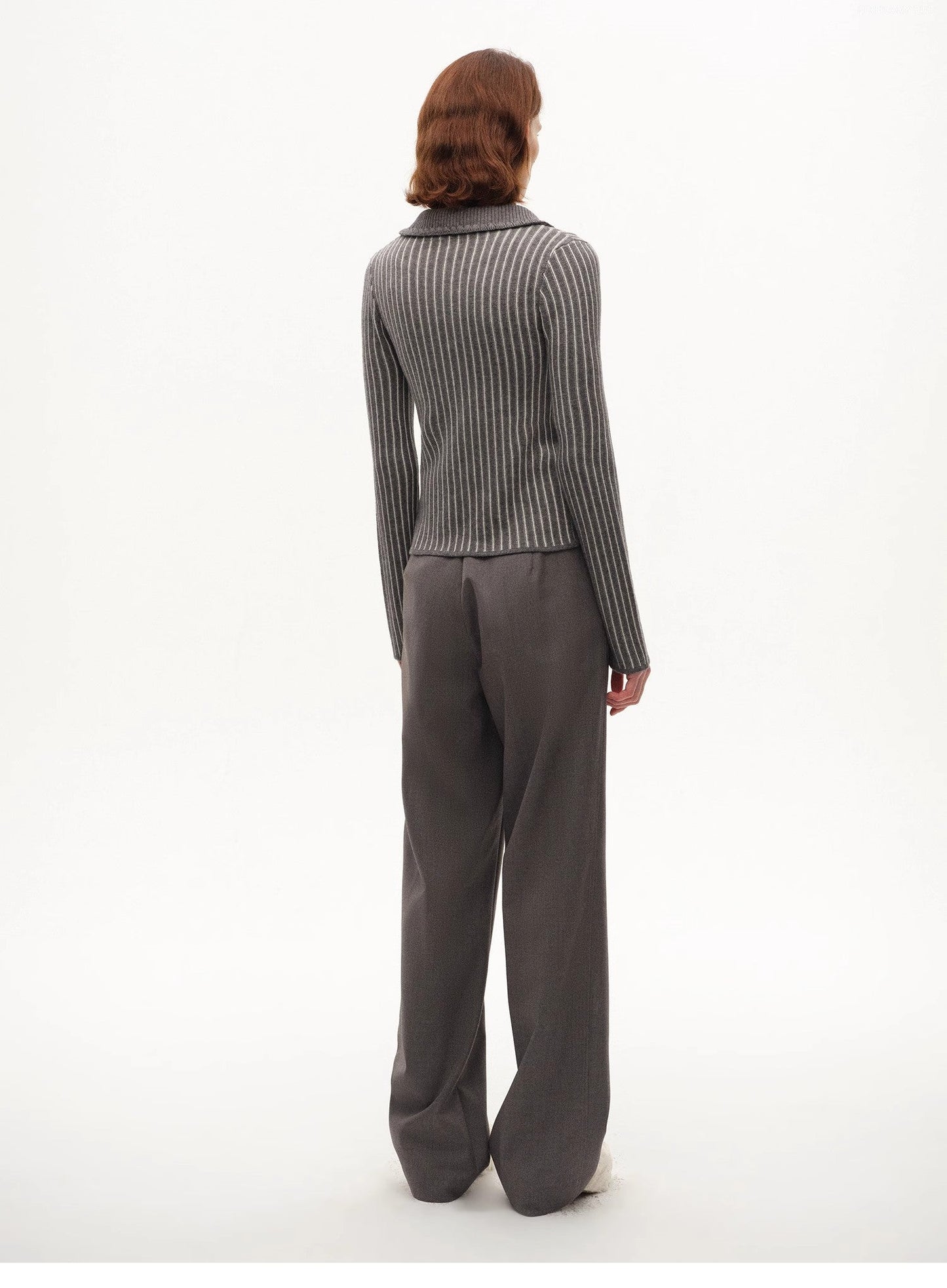 Crocheted Lapel Color-Blocked Striped Cardigan