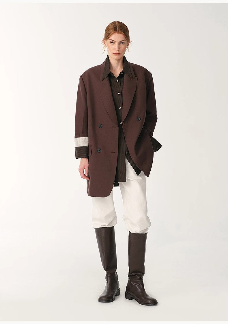 Silk Wool Peaked Lapel Suit Jacket