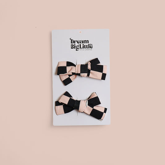 RETRO DAISY CHECKS DREAM BOW HAIR CLIPS