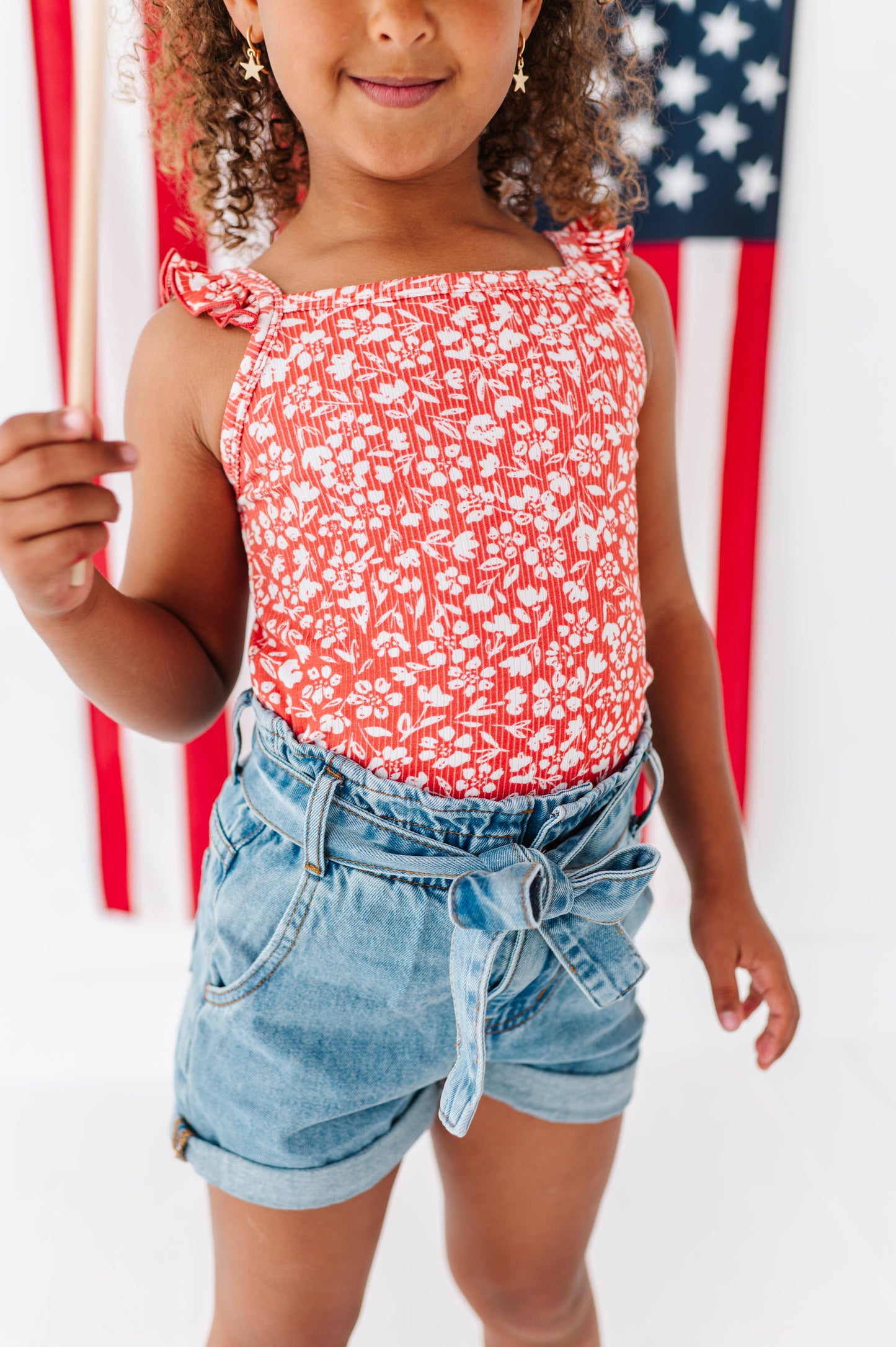 Americana Red Floral | Ribbed Tank