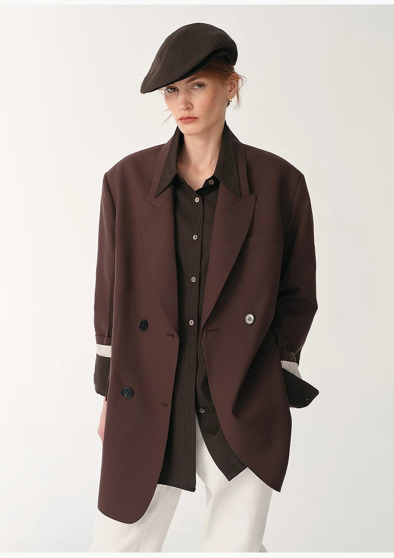 Silk Wool Peaked Lapel Suit Jacket