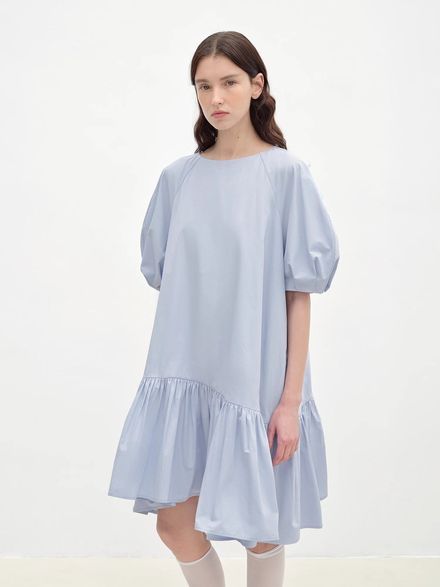 "Ailande" Round Neck Puff Sleeve Temperament Dress for Women Summer