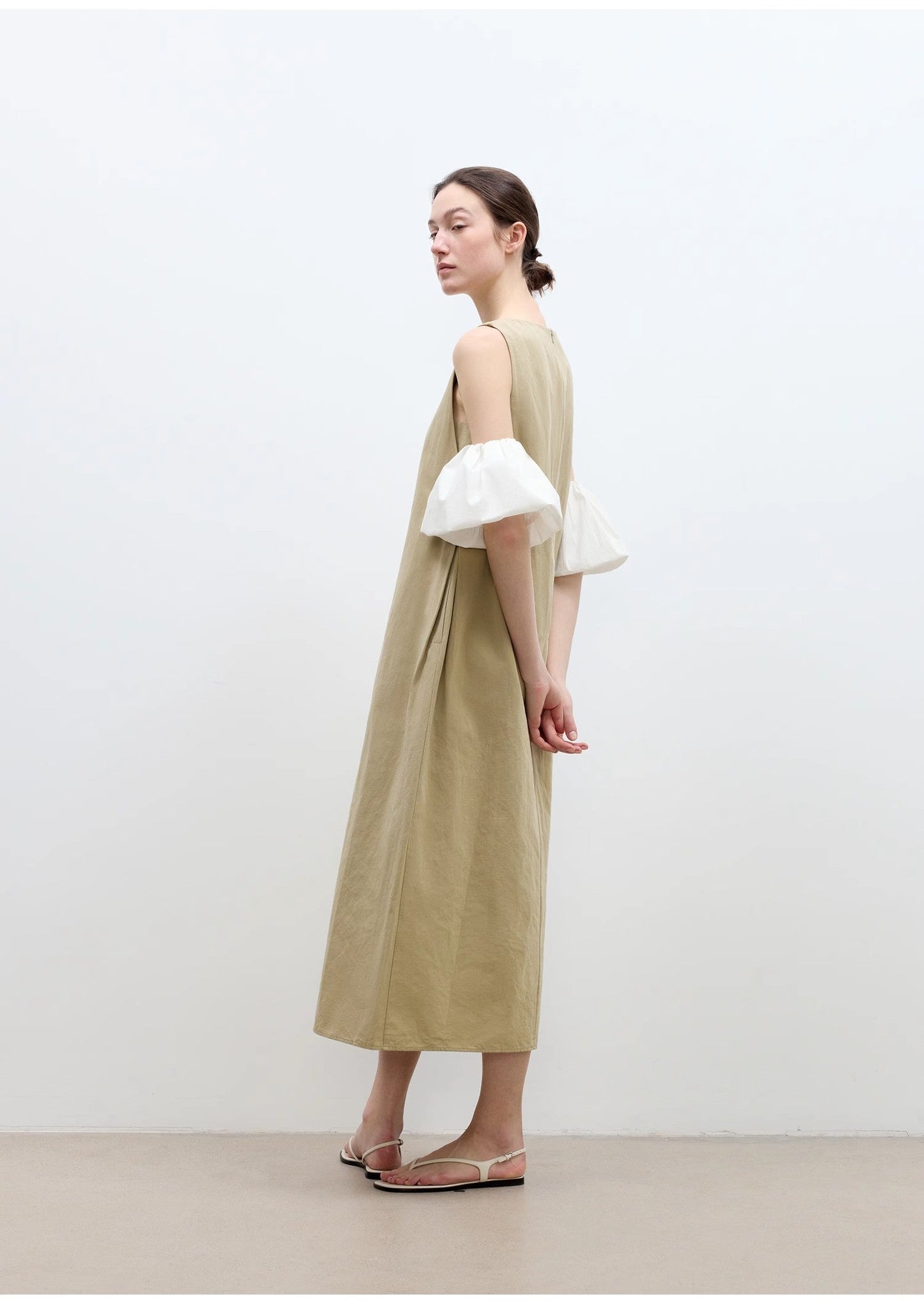 "Deyanuo" Hemp Three-Dimensional Hourglass Sleeveless Round Neck Loose Slim Dress for Women