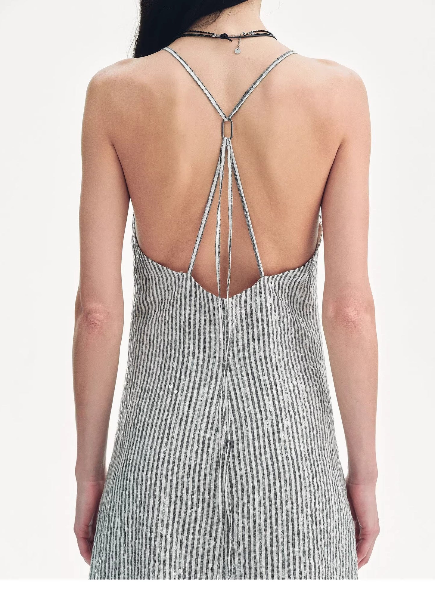 "Galaxy Trace" Linen Sequin Embroidery Dress Summer