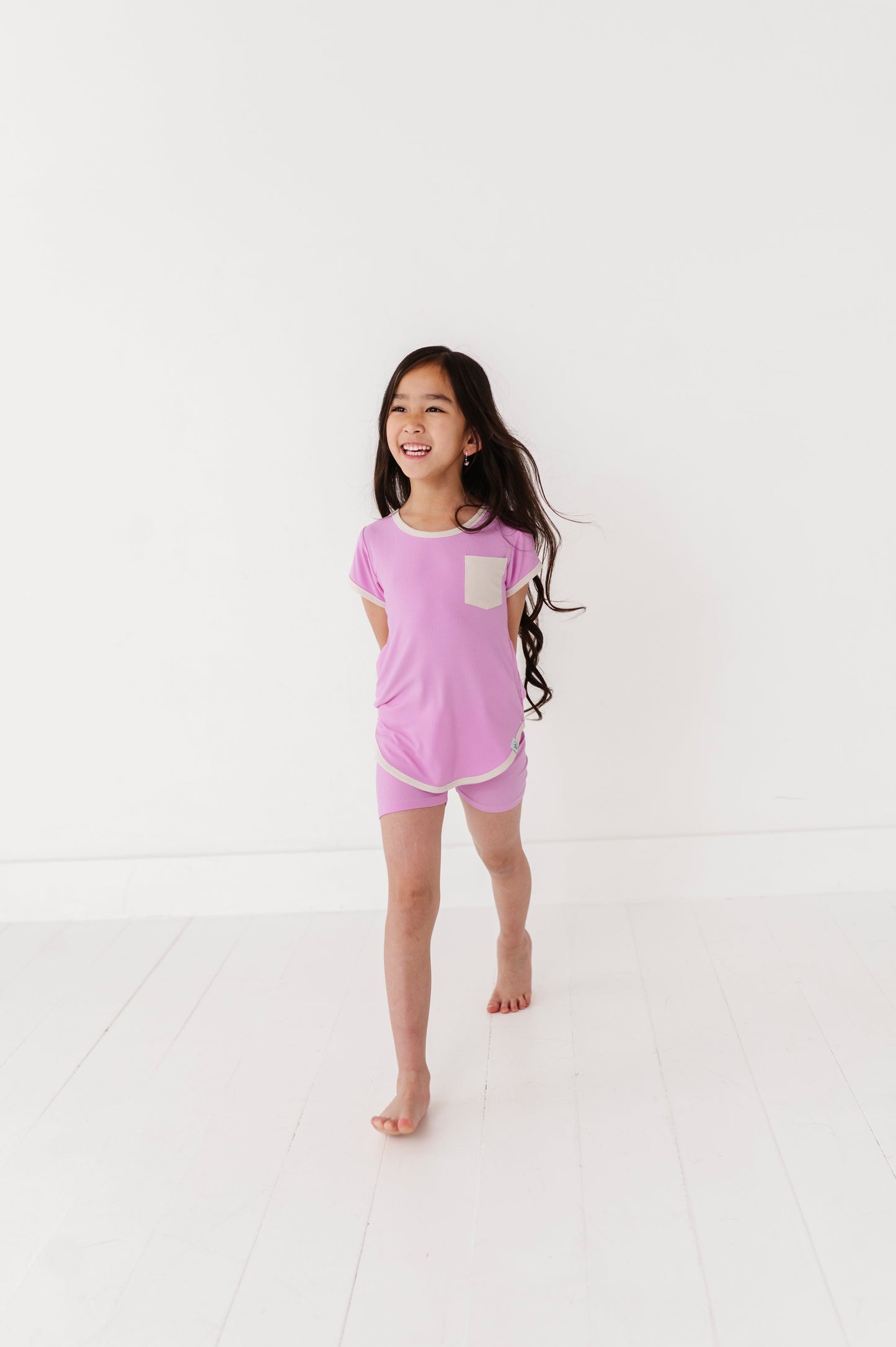 LAVENDER | T-Shirt Dress + Shorts RIB SET