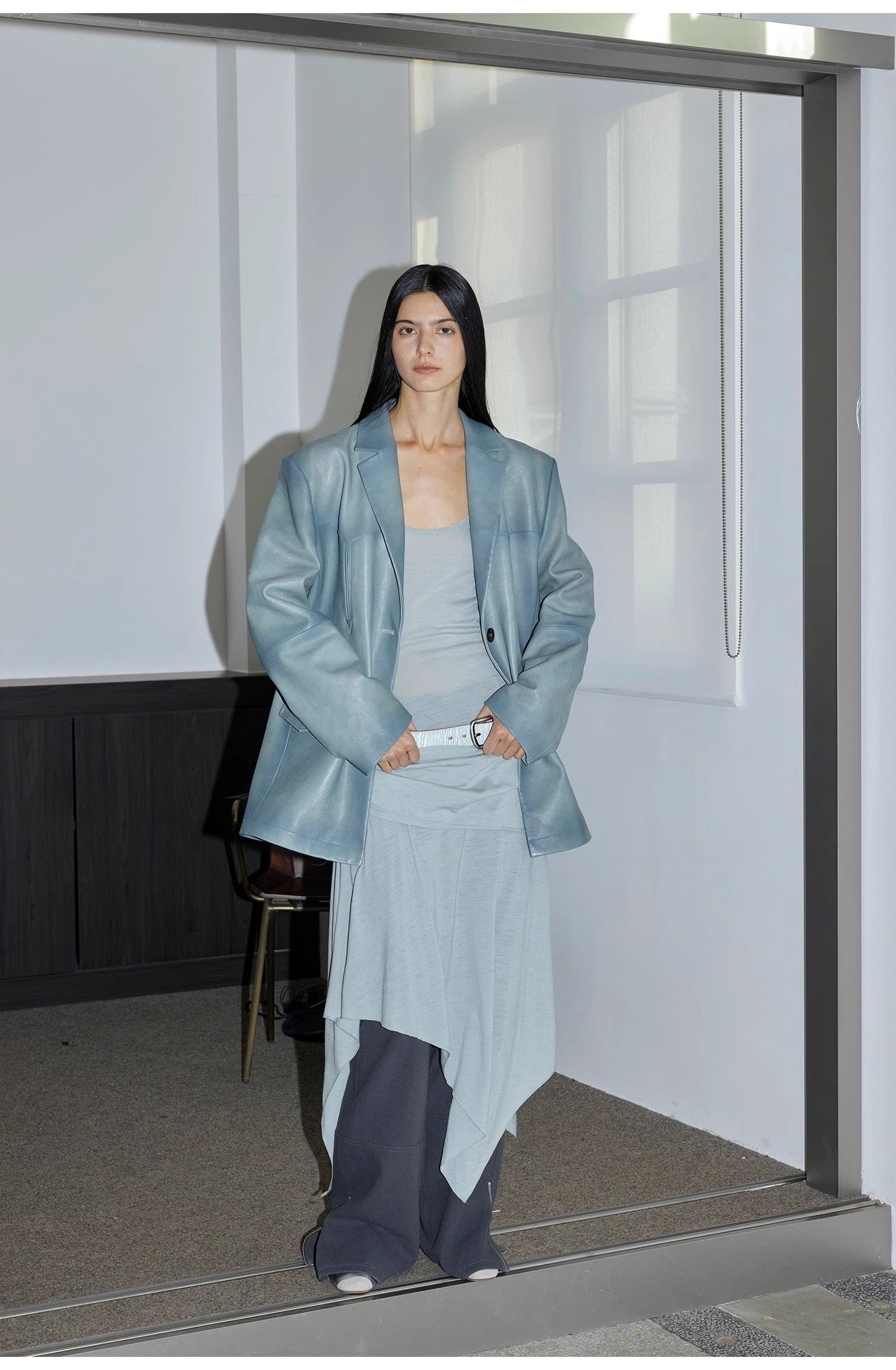 Custom-Dyed Washed Leather Blazer