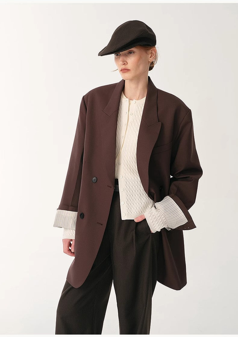 Silk Wool Peaked Lapel Suit Jacket