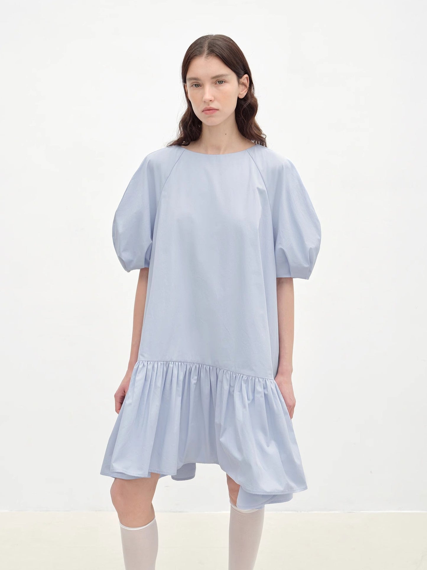 "Ailande" Round Neck Puff Sleeve Temperament Dress for Women Summer