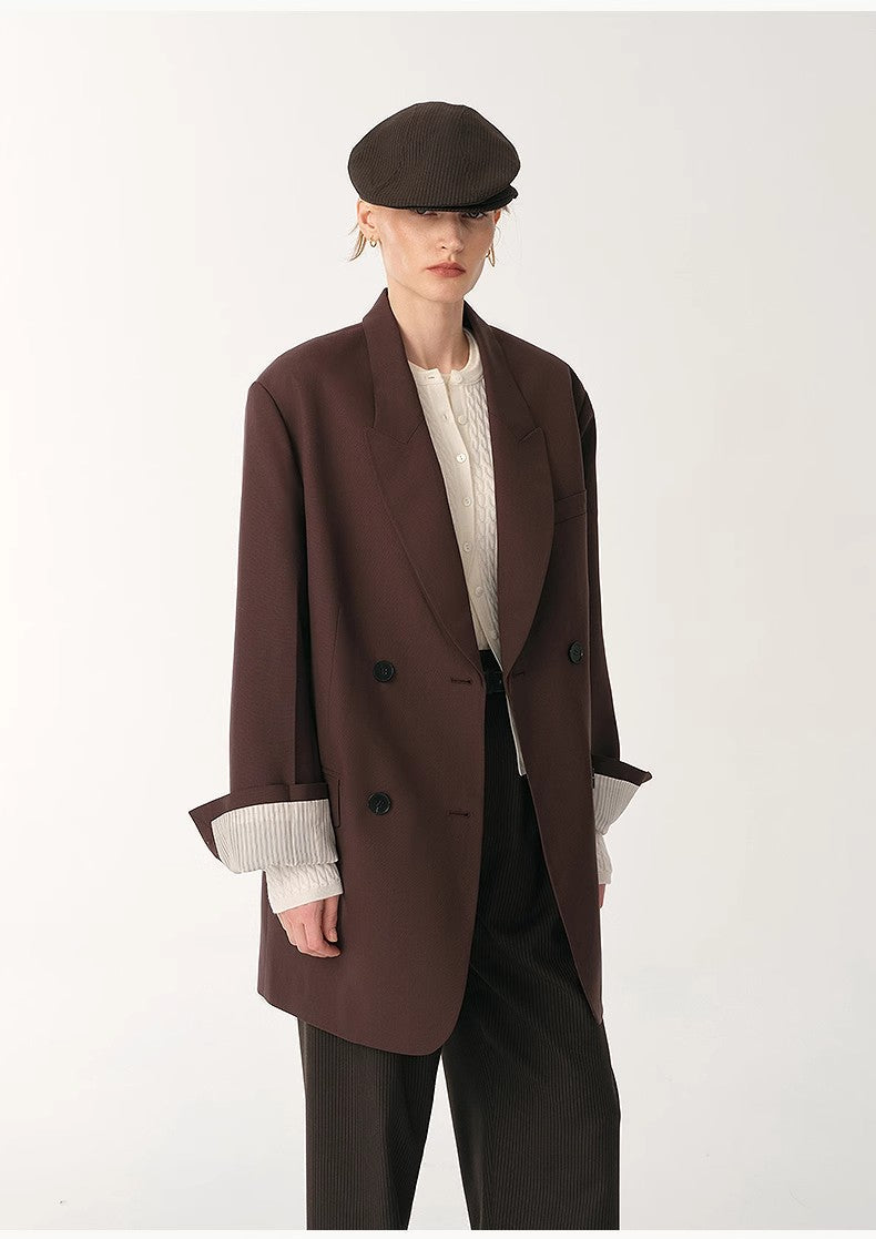 Silk Wool Peaked Lapel Suit Jacket