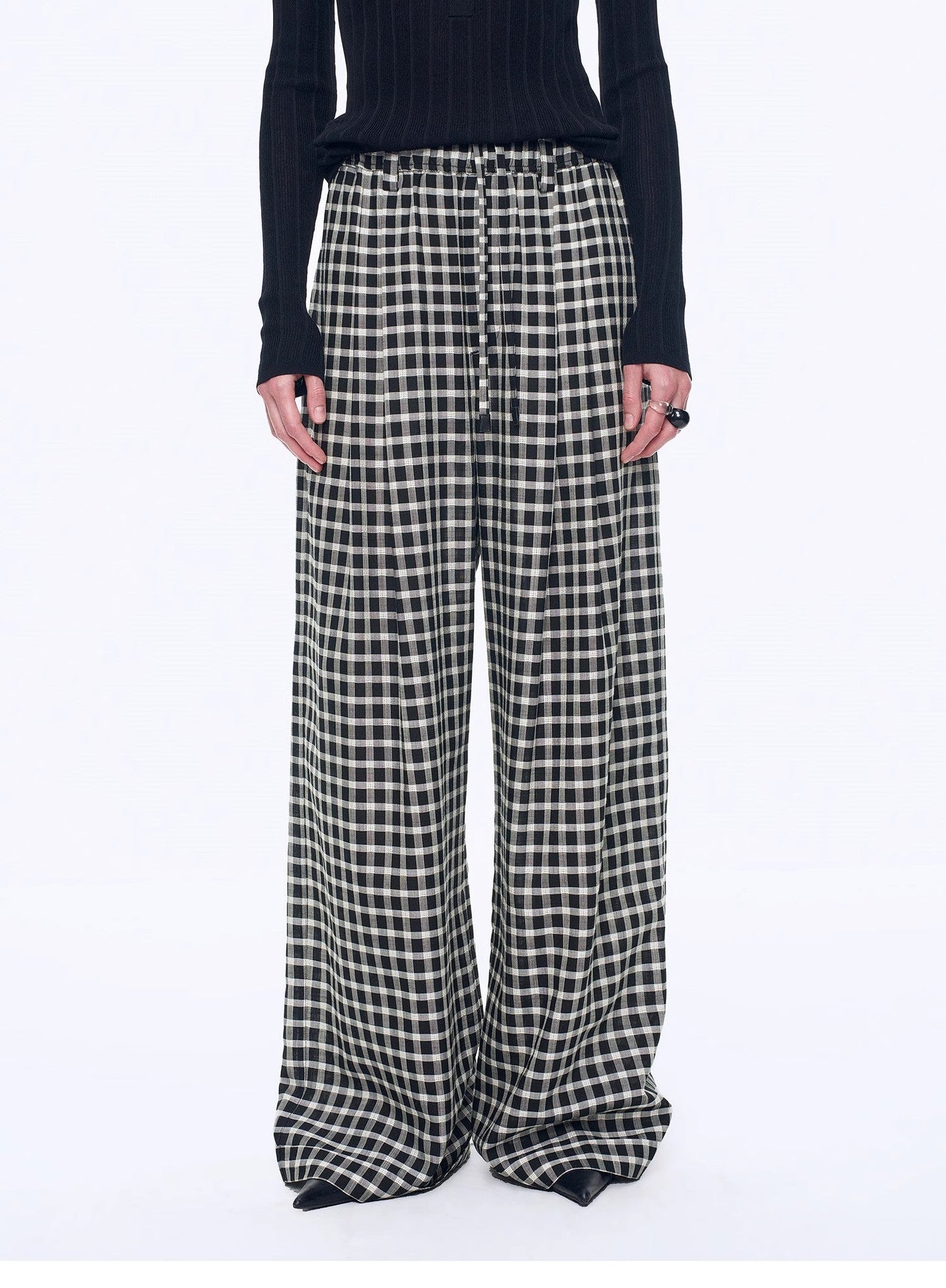 "Plaid Accent" Linen Pants