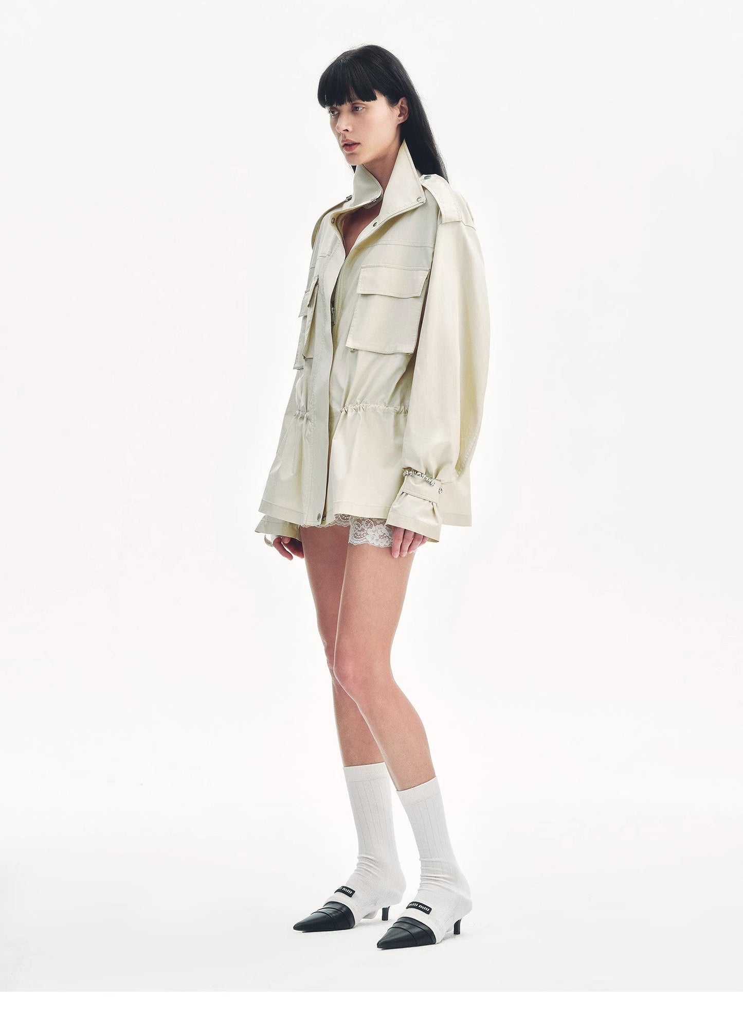 "Relaxed Toning" Lightly Coated Drawstring Waisted Outerwear Summer