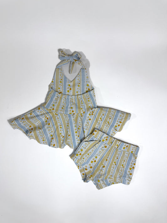 Yellow Floral Peplum Set