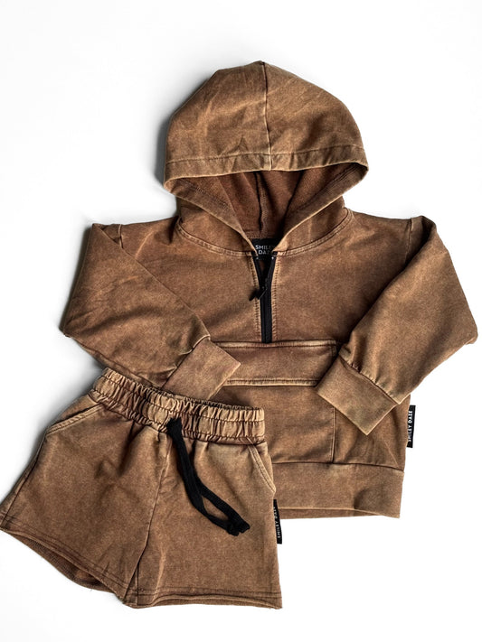 VINTAGE BRONZE • ACID-WASHED CUT-OFF SHORTS