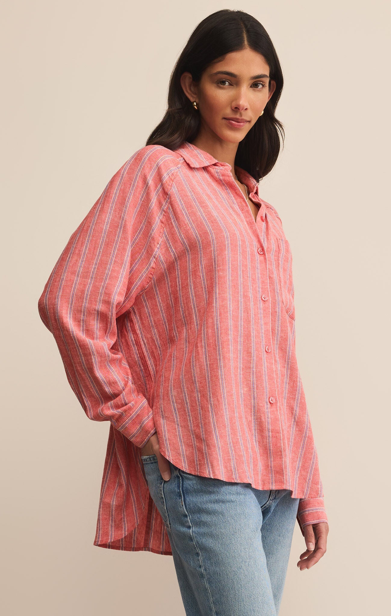 PERFECT LINEN STRIPE TOP