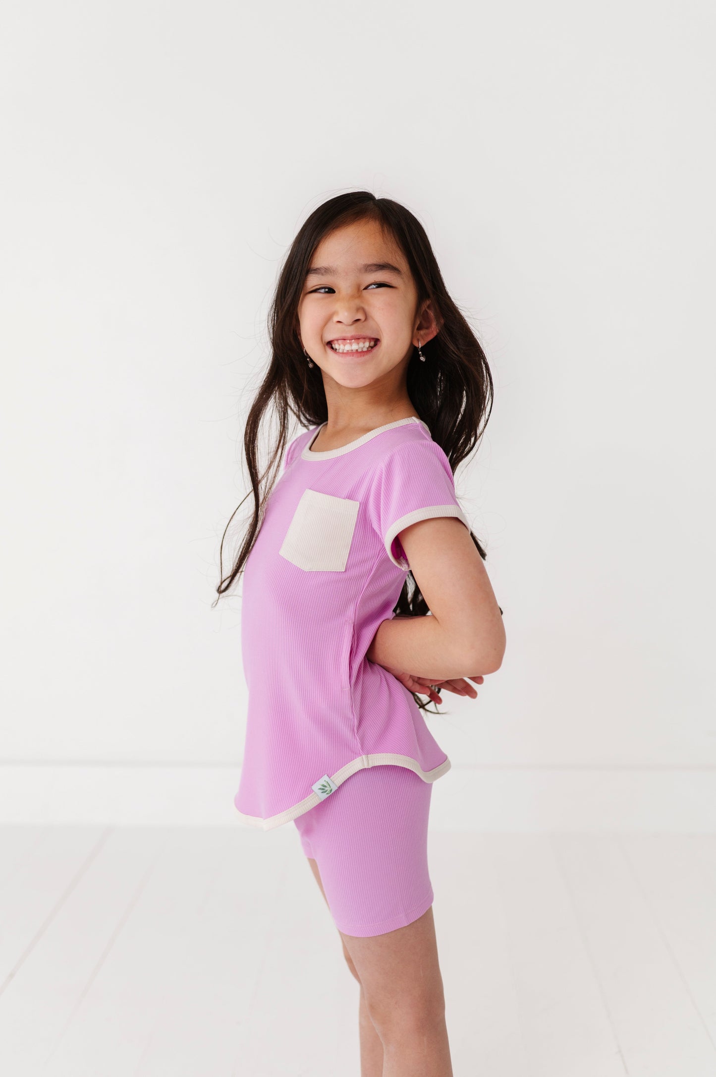 LAVENDER | T-Shirt Dress + Shorts RIB SET