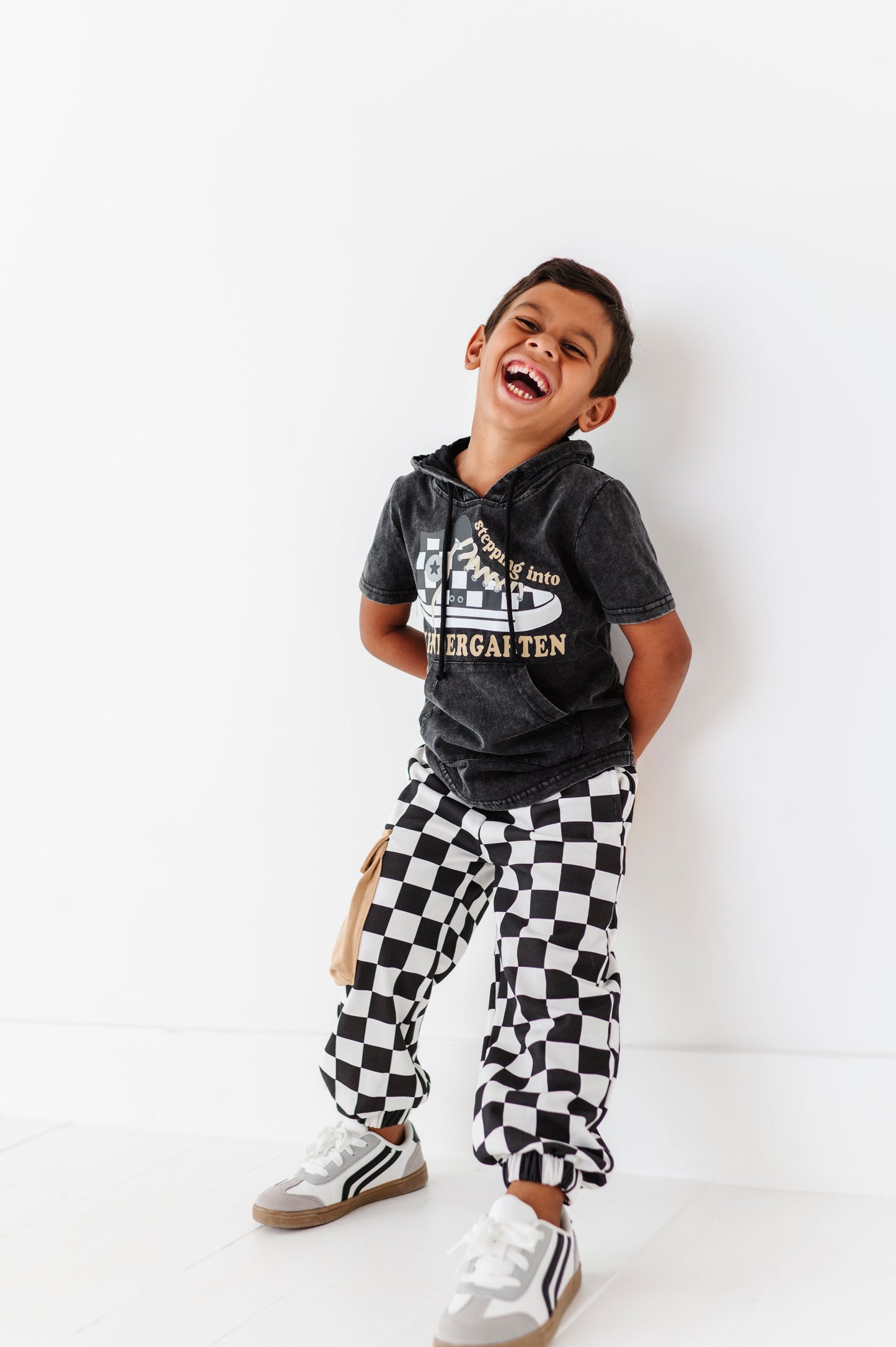 Checkered Black+White Cargo Joggers