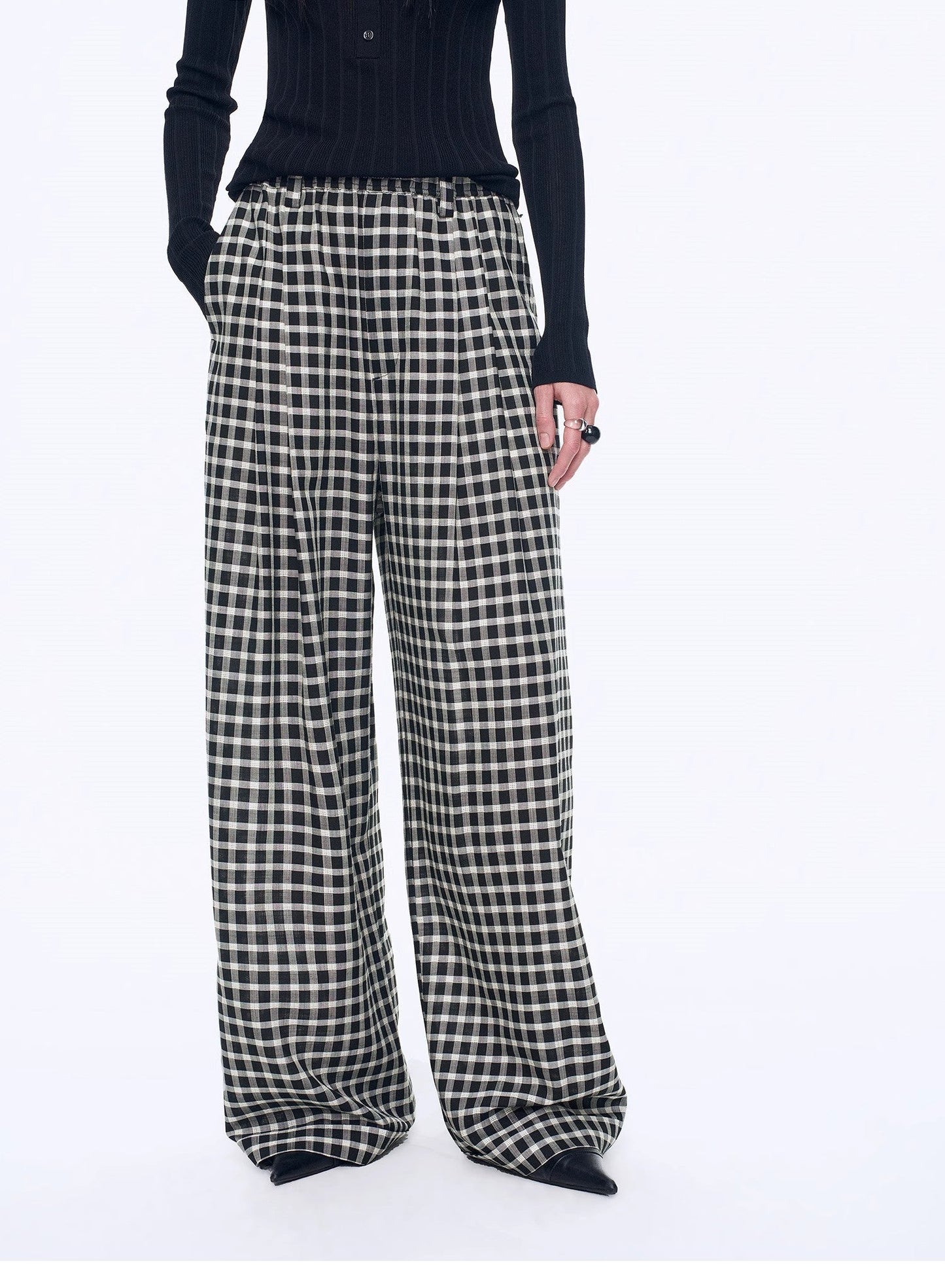 "Plaid Accent" Linen Pants