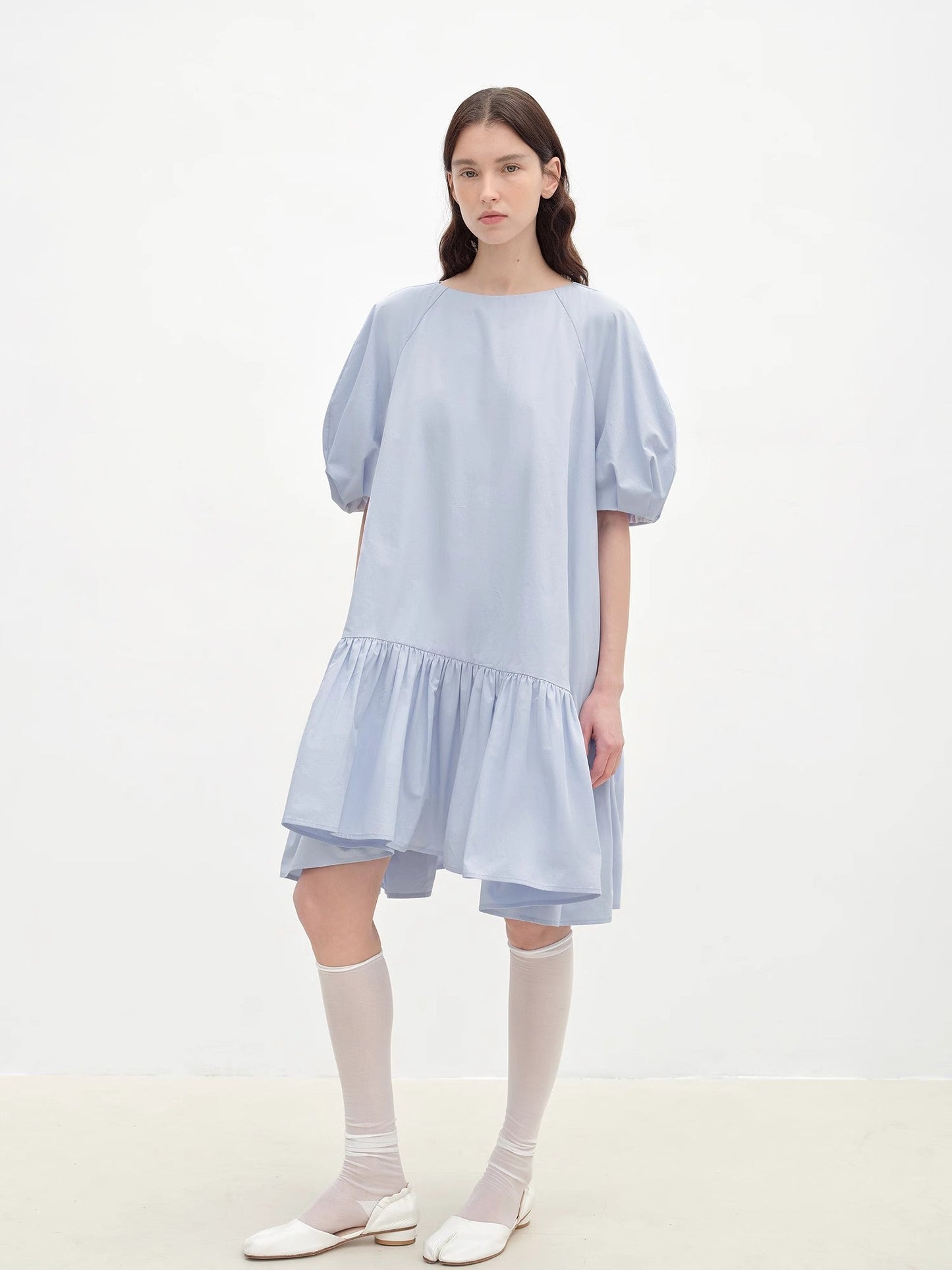 "Ailande" Round Neck Puff Sleeve Temperament Dress for Women Summer