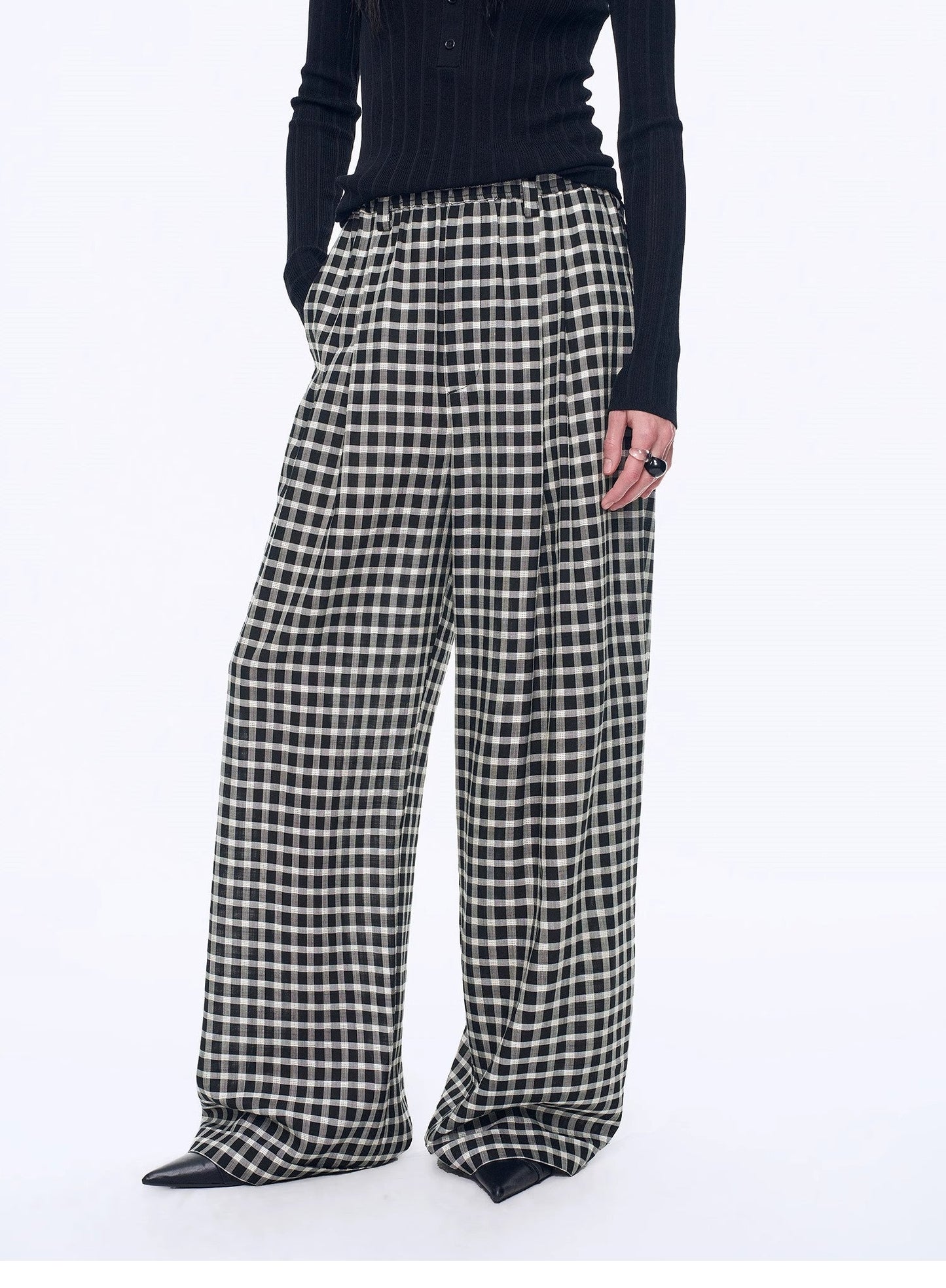 "Plaid Accent" Linen Pants