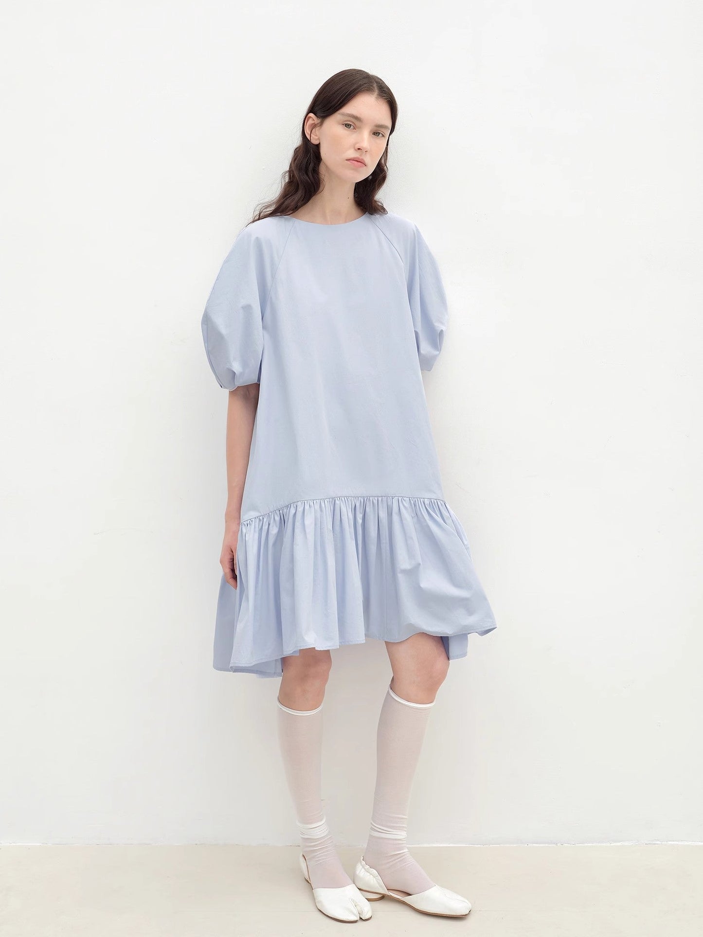 "Ailande" Round Neck Puff Sleeve Temperament Dress for Women Summer