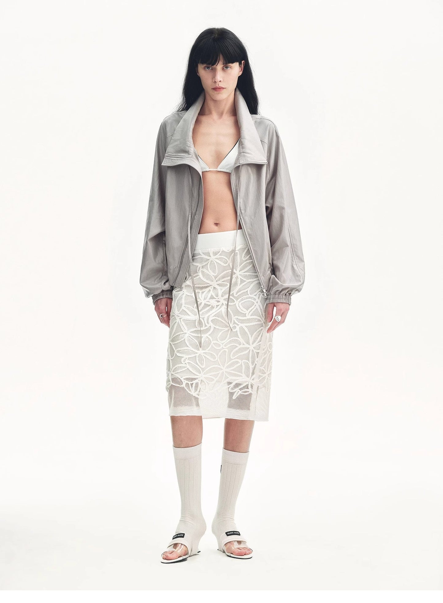 "Front Page Daily" Drawstring Raglan Sleeve Jacket