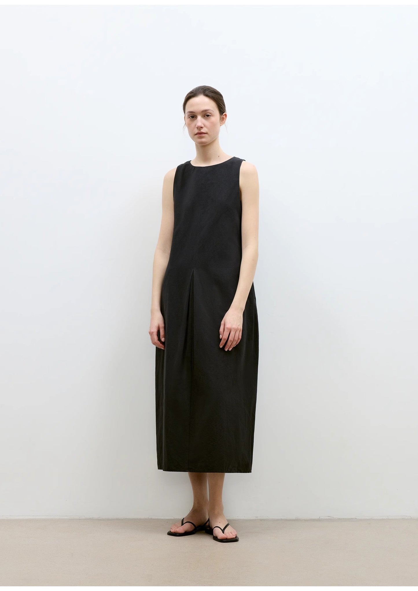 "Deyanuo" Hemp Three-Dimensional Hourglass Sleeveless Round Neck Loose Slim Dress for Women