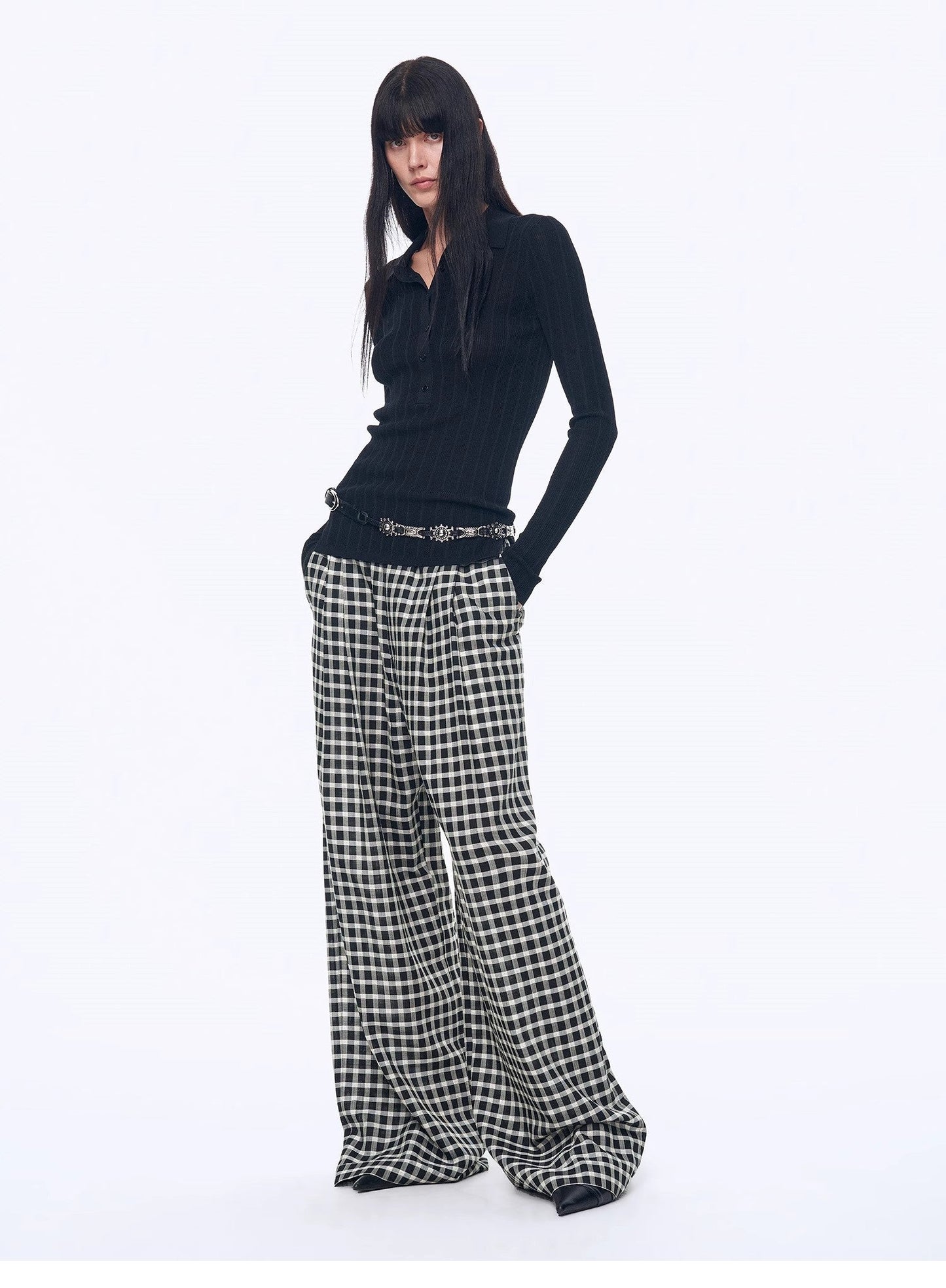 "Plaid Accent" Linen Pants