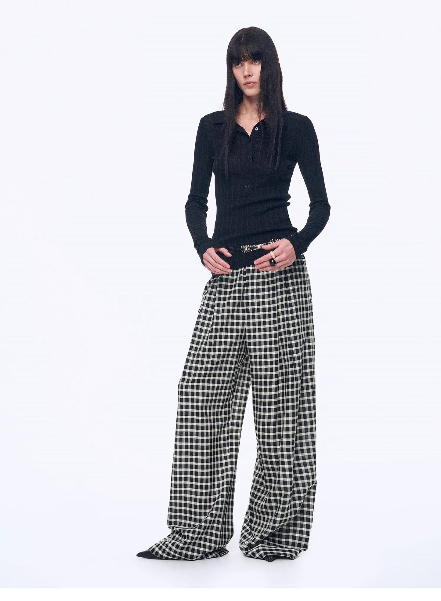 "Plaid Accent" Linen Pants