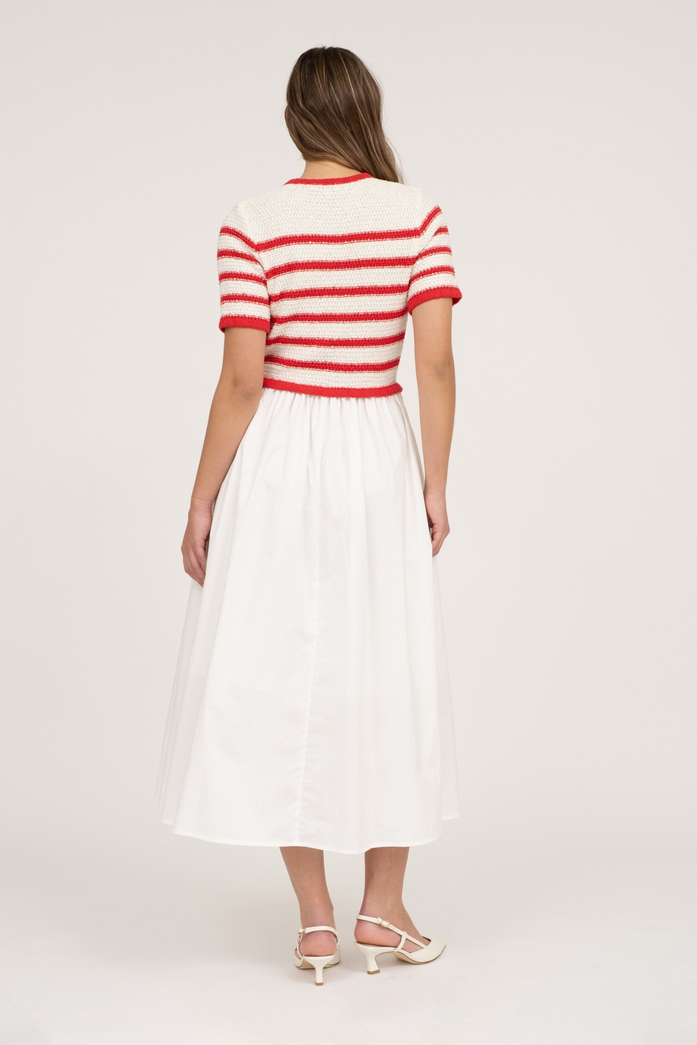 Zoe and Claire Red and White Knit dress