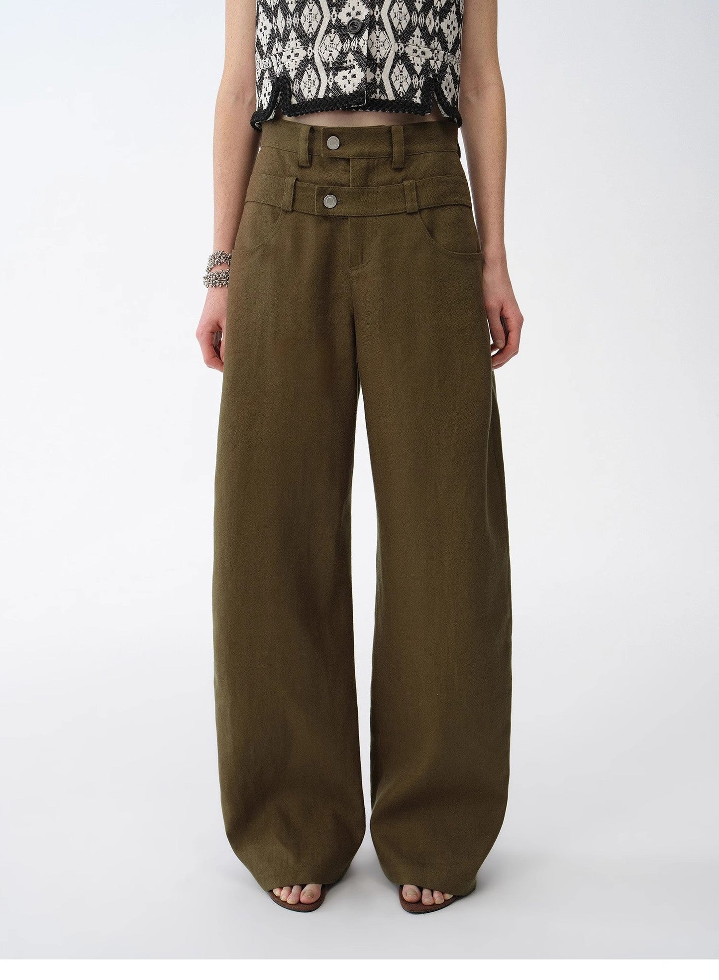 "Weiss Love Letter" Old Money Style Linen Cut Scimitar Pants