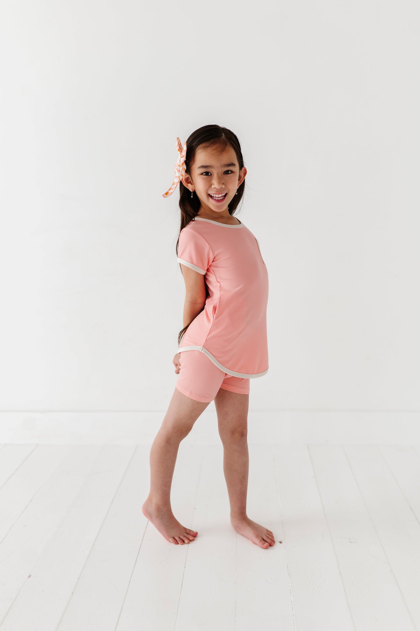 PEACHY | T-Shirt Dress + Shorts RIB SET