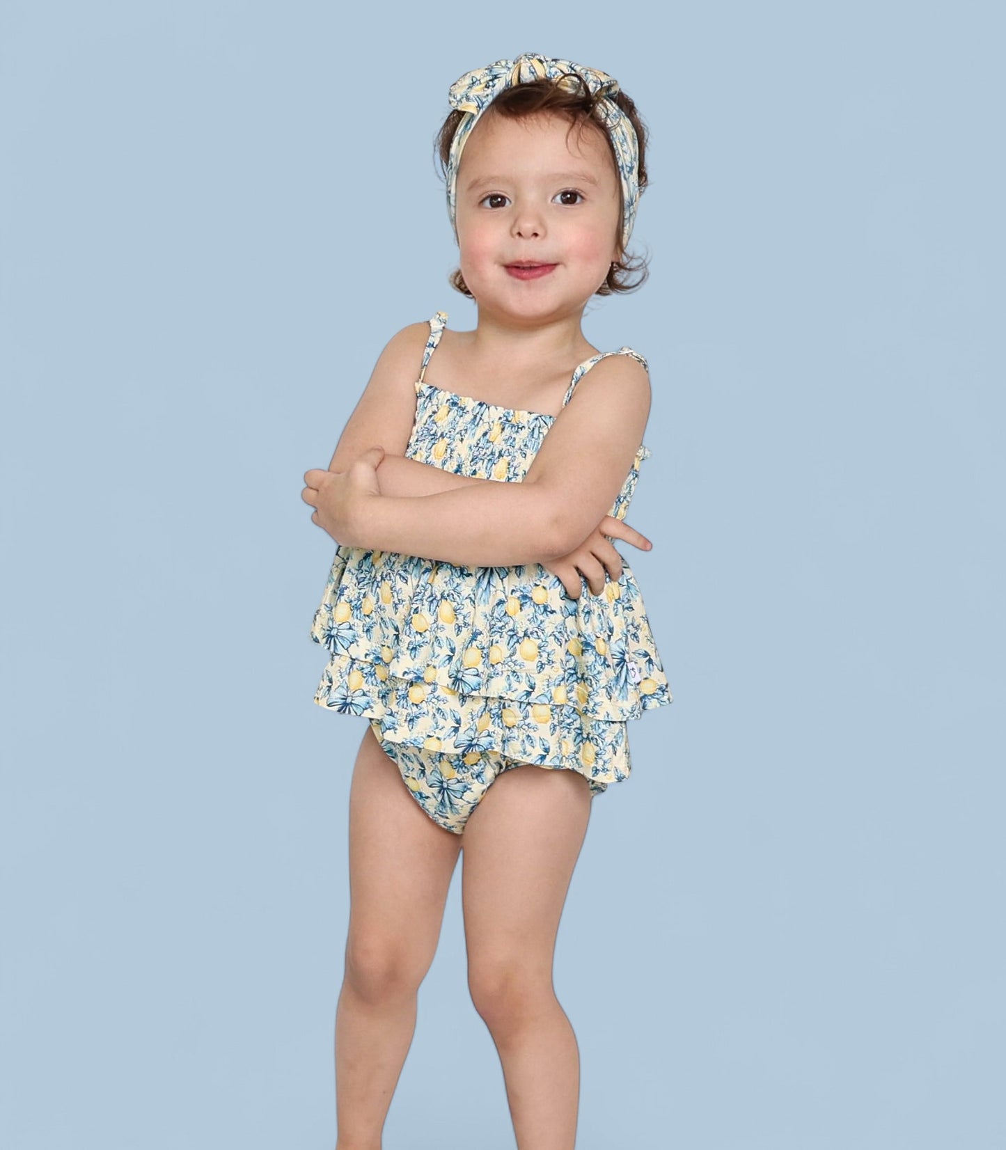 VINTAGE CITRUS TOILE SMOCKED TIERED DREAM BODYSUIT DRESS